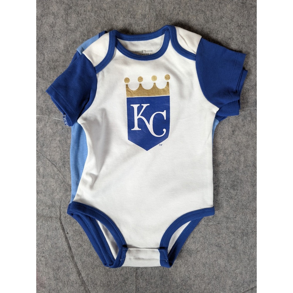 MLB Kansas City Royals Baby Bodysuits 3-Pack Blue White KC Baseball Outfit - Picture 3 of 8